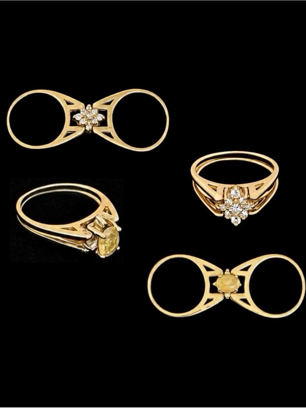 Vintage Gold-Tone Double-Band Flip Ring